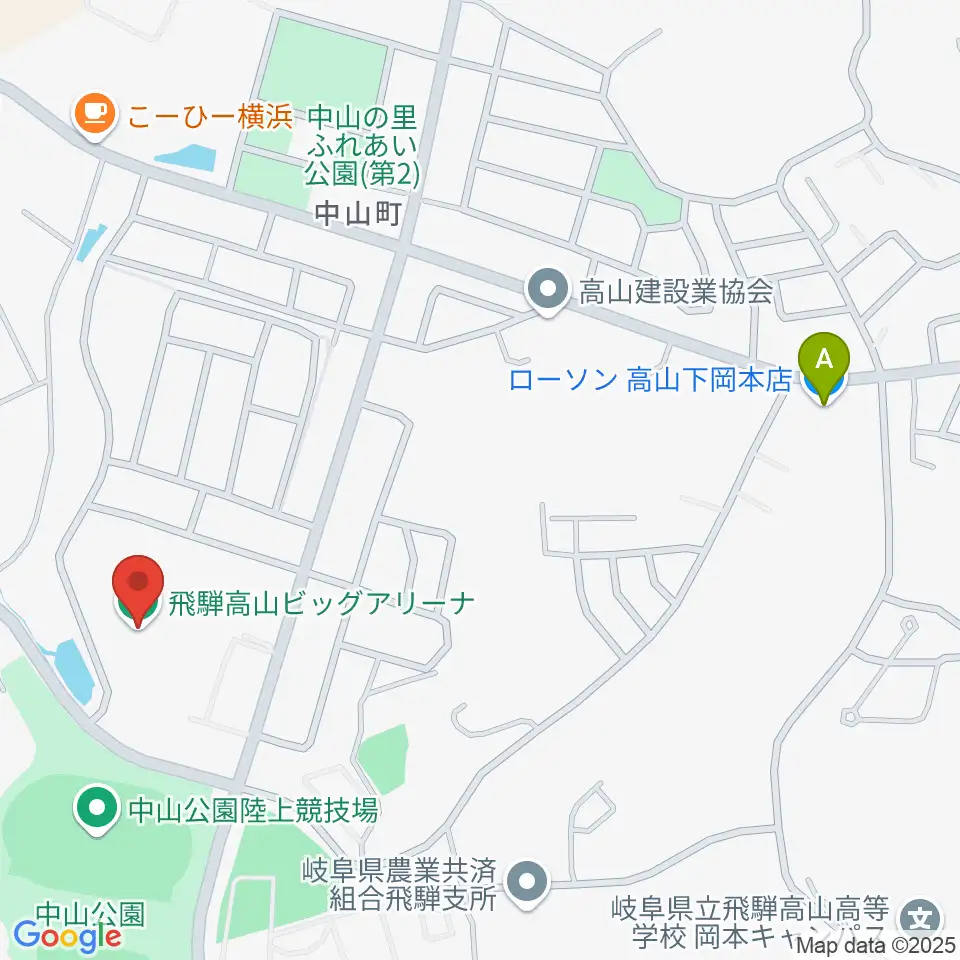飛騨高山ビッグアリーナ周辺のコンビニエンスストア一覧地図