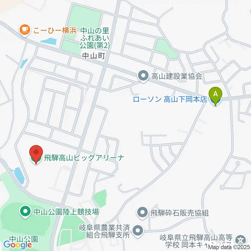 飛騨高山ビッグアリーナ周辺のコンビニエンスストア一覧地図