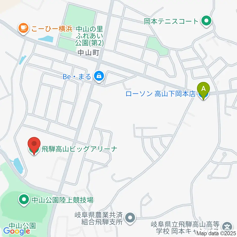 飛騨高山ビッグアリーナ周辺のコンビニエンスストア一覧地図
