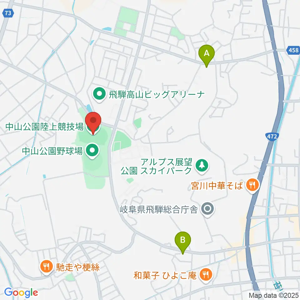 中山公園陸上競技場周辺のコンビニエンスストア一覧地図