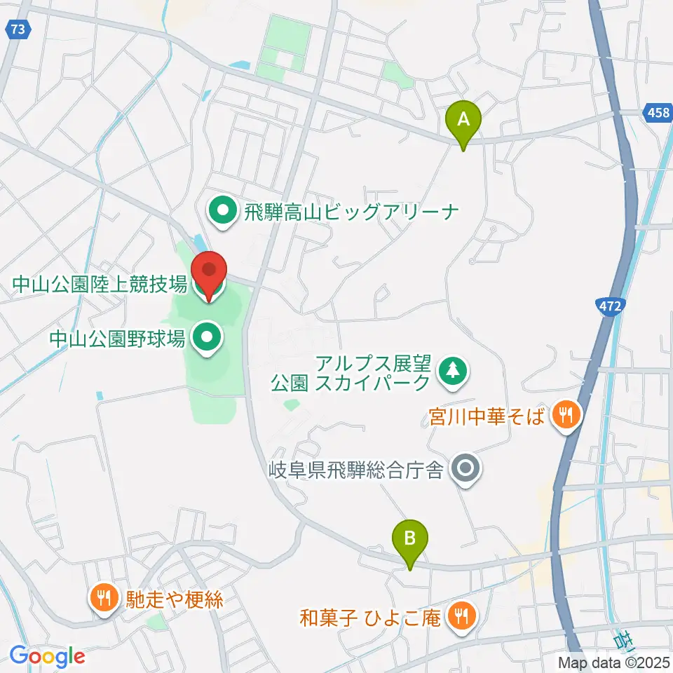 中山公園陸上競技場周辺のコンビニエンスストア一覧地図