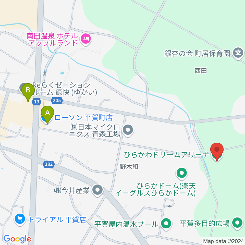 ひらかわドリームアリーナ周辺のコンビニエンスストア一覧地図