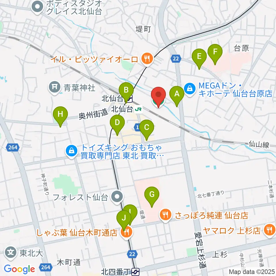 本山製作所青葉アリーナ・仙台市武道館周辺のコンビニエンスストア一覧地図