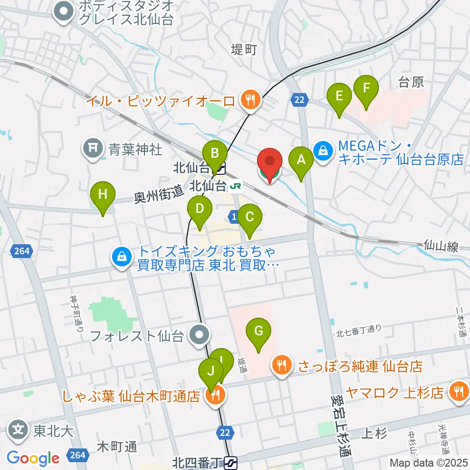 本山製作所青葉アリーナ・仙台市武道館周辺のコンビニエンスストア一覧地図