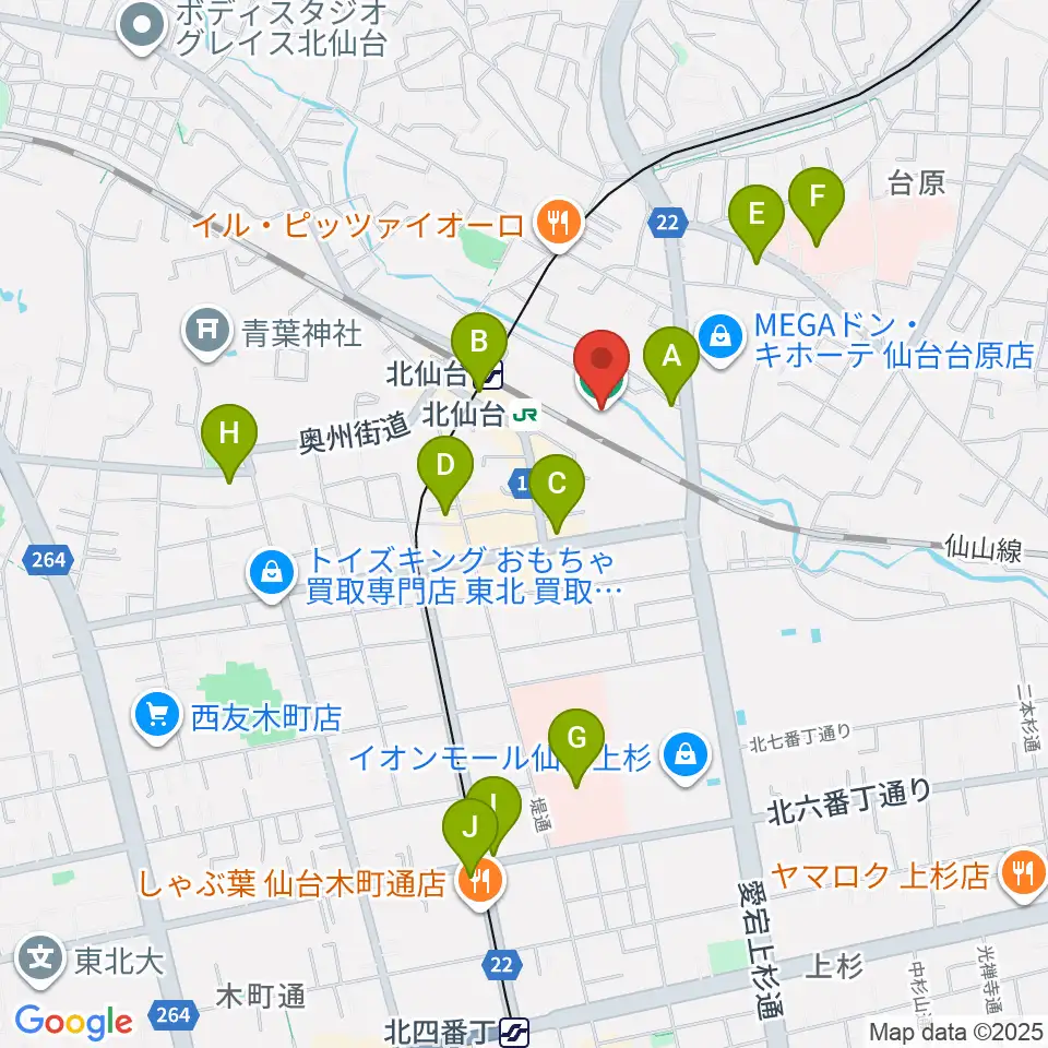 本山製作所青葉アリーナ・仙台市武道館周辺のコンビニエンスストア一覧地図