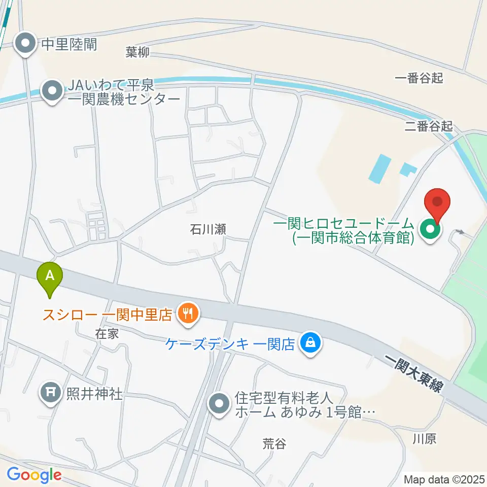 一関ヒロセユードーム周辺のコンビニエンスストア一覧地図