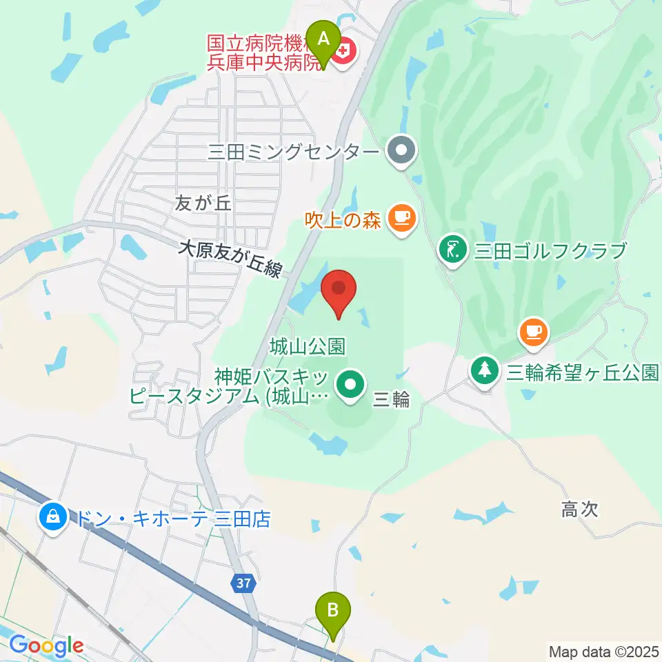 神姫バス城山体育館周辺のコンビニエンスストア一覧地図