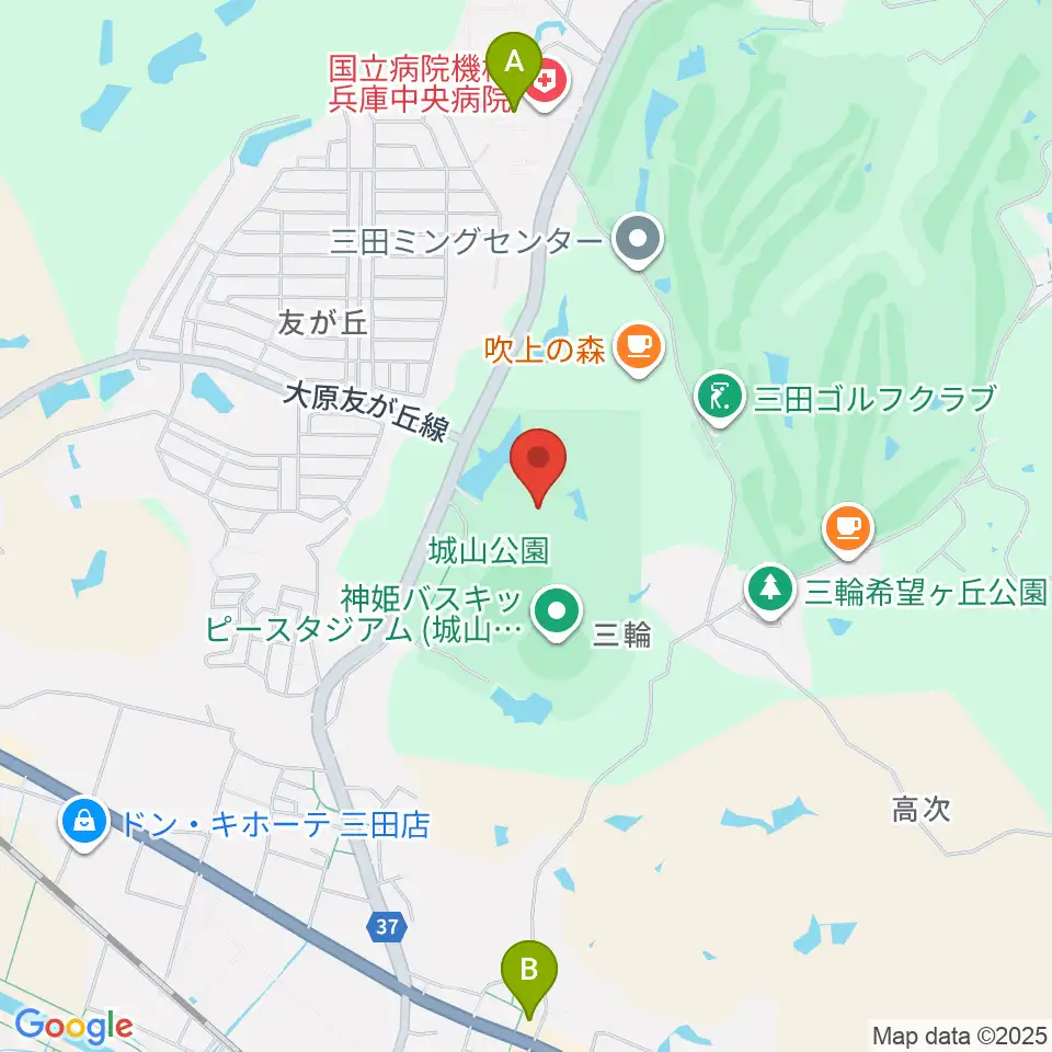 神姫バス城山体育館周辺のコンビニエンスストア一覧地図
