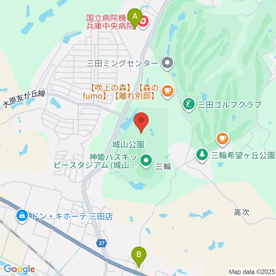 神姫バス城山体育館周辺のコンビニエンスストア一覧地図