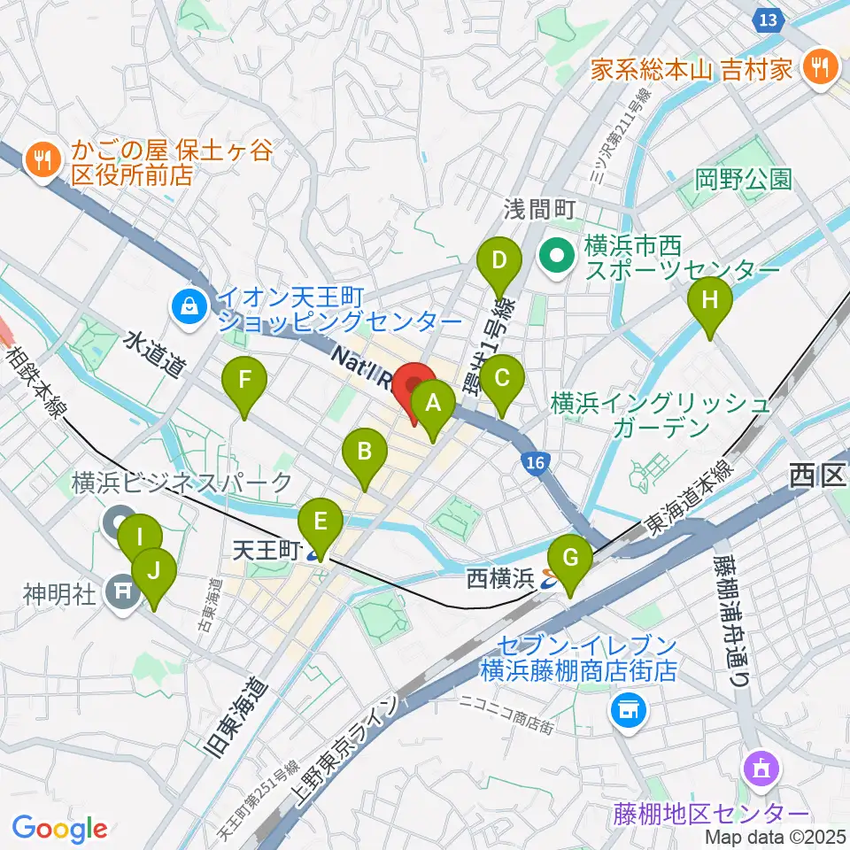 天王町スタジオオリーブ周辺のコンビニエンスストア一覧地図