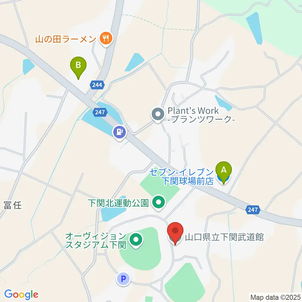 山口県立下関武道館周辺のコンビニエンスストア一覧地図
