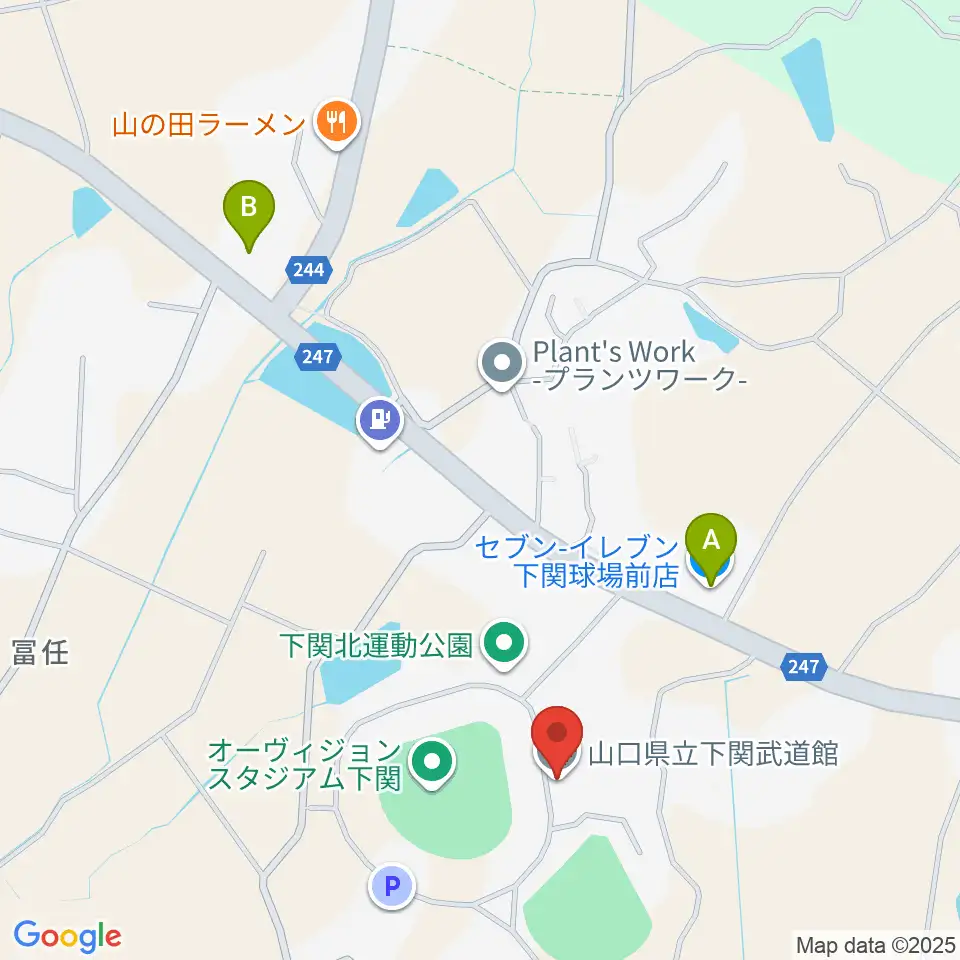 山口県立下関武道館周辺のコンビニエンスストア一覧地図