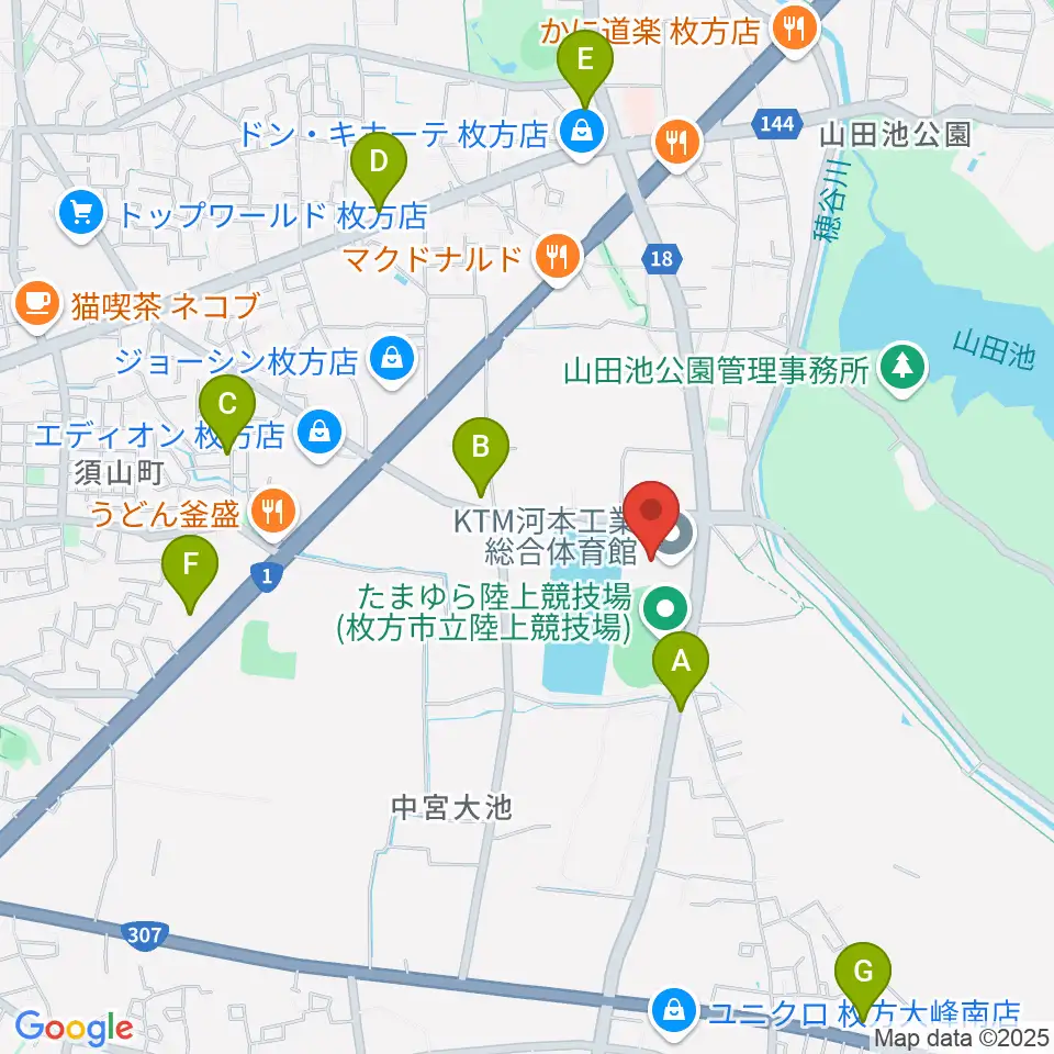KTM河本工業総合体育館周辺のコンビニエンスストア一覧地図