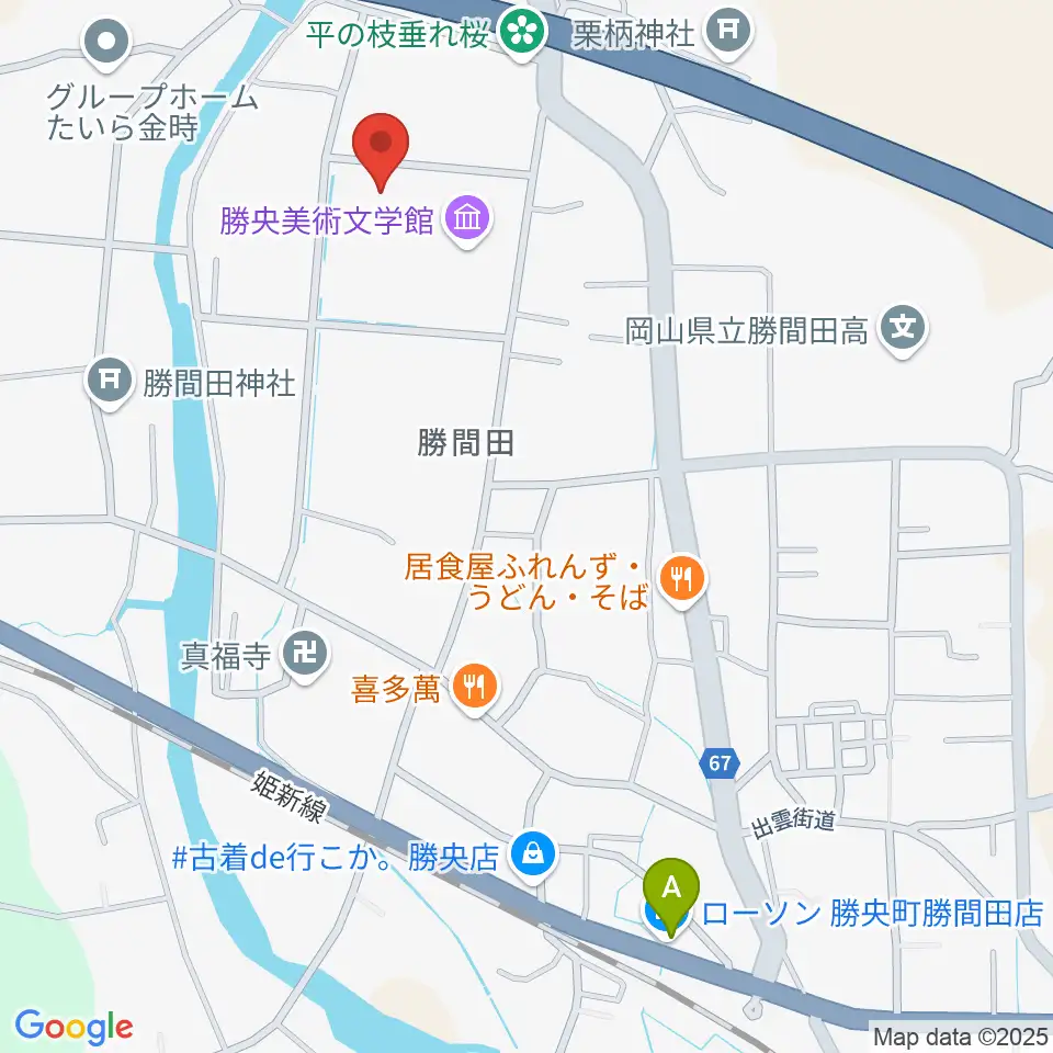 勝央文化ホール周辺のコンビニエンスストア一覧地図