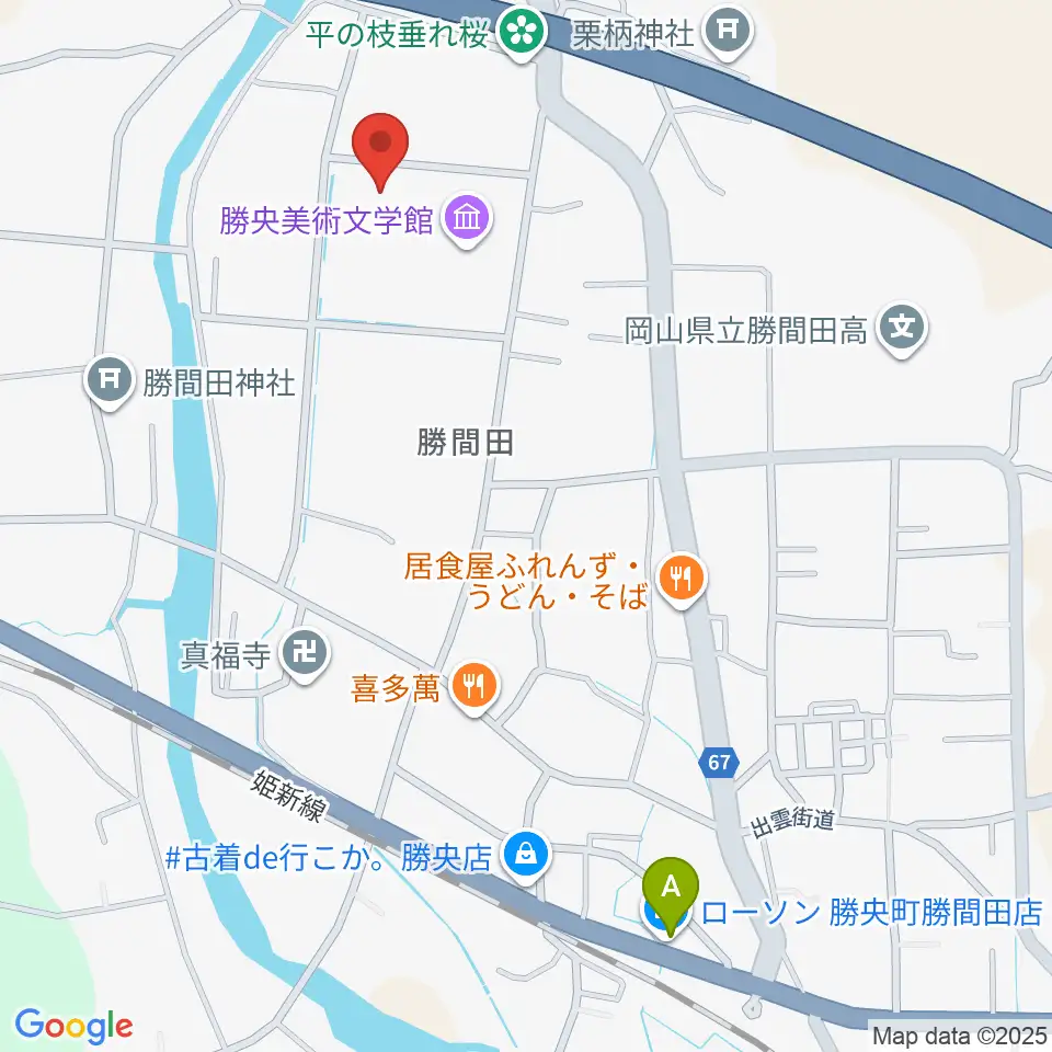 勝央文化ホール周辺のコンビニエンスストア一覧地図