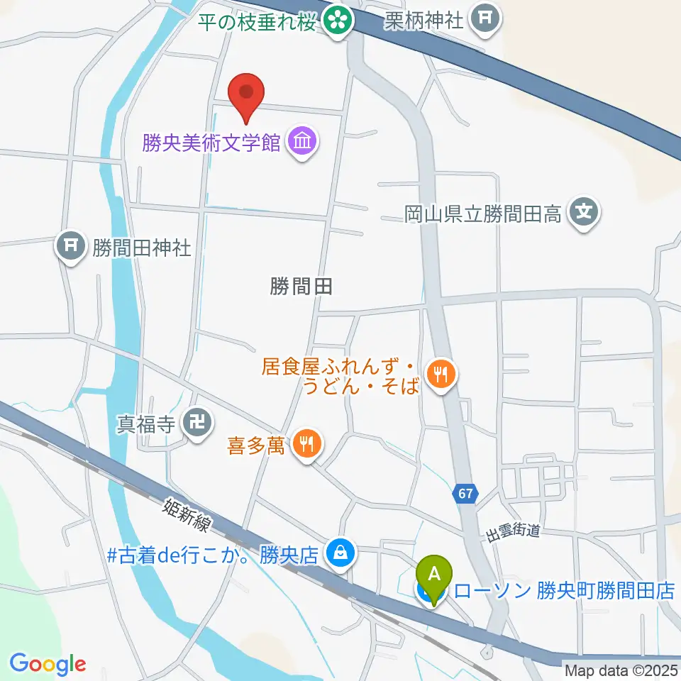 勝央文化ホール周辺のコンビニエンスストア一覧地図