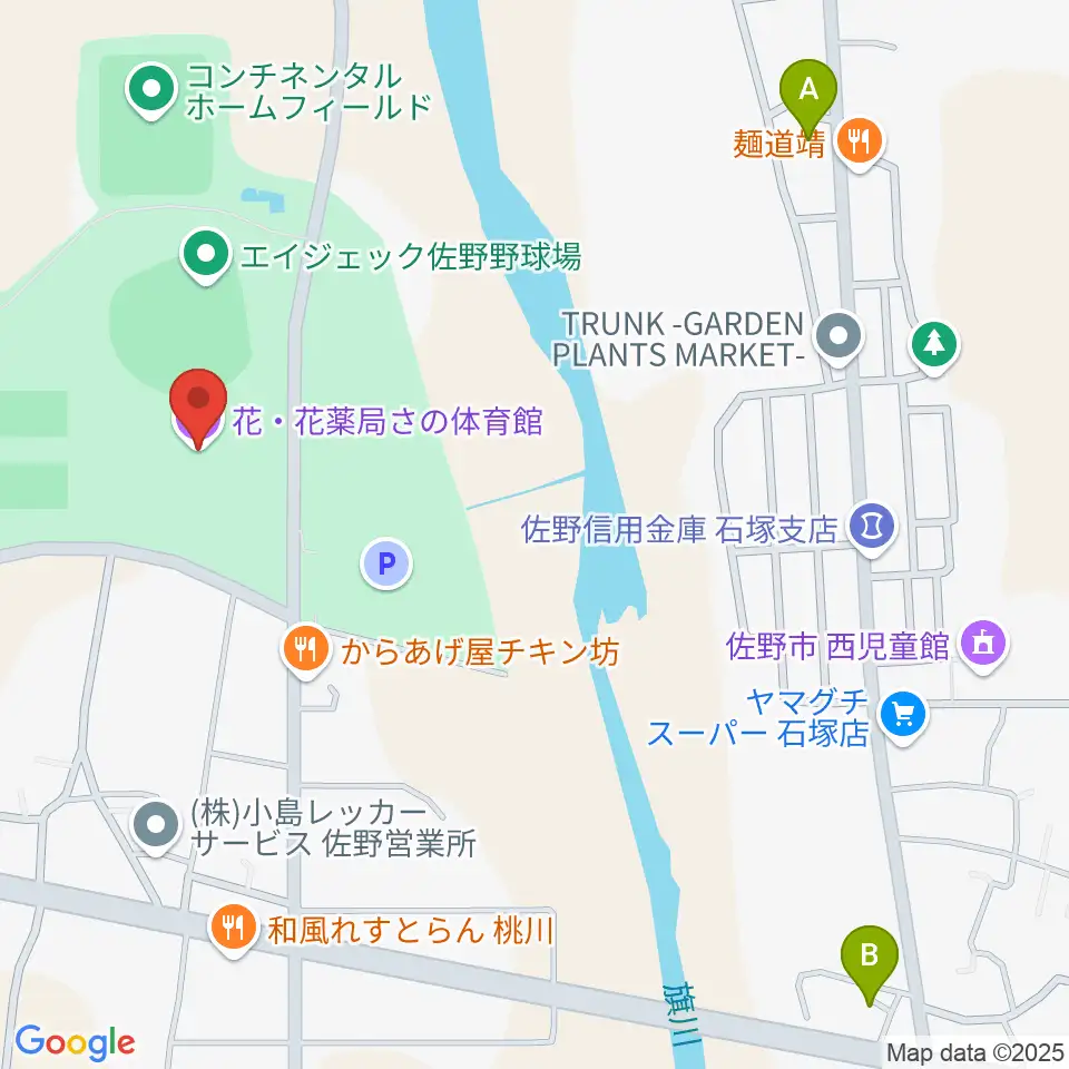 花・花薬局さの体育館周辺のコンビニエンスストア一覧地図