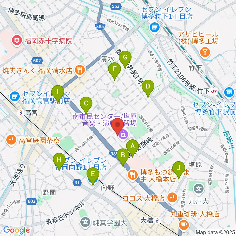塩原音楽・演劇練習場周辺のコンビニエンスストア一覧地図