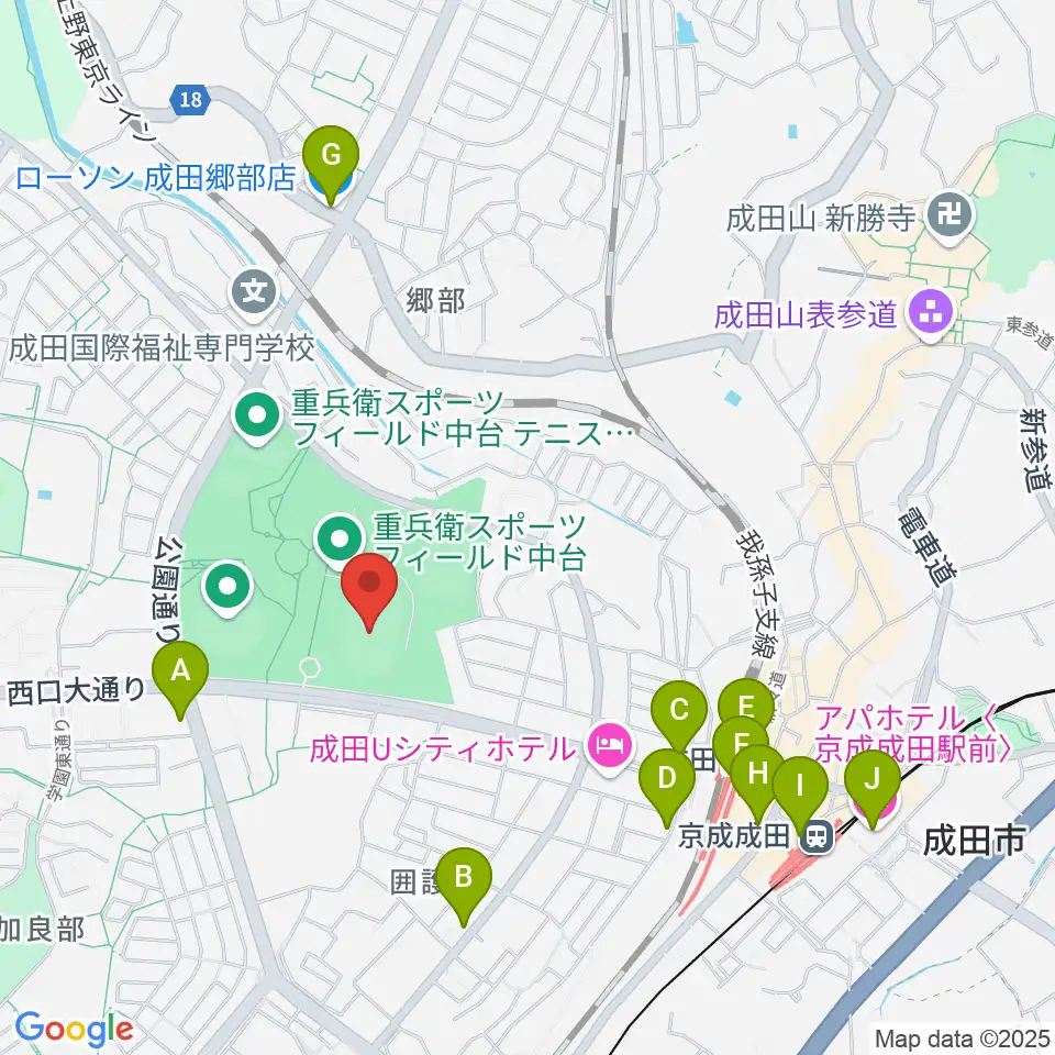 重兵衛スポーツフィールド中台陸上競技場周辺のコンビニエンスストア一覧地図