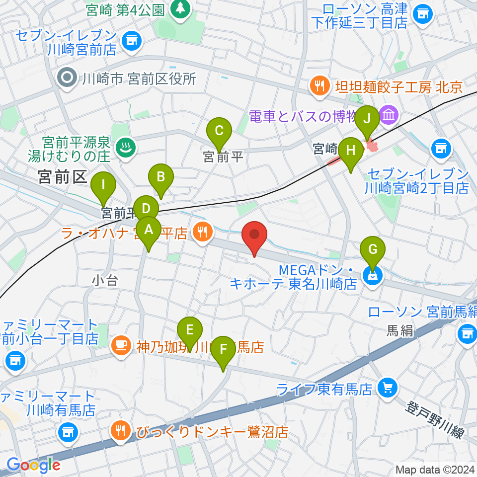 クラウドナインスタジオ 宮前平店周辺のコンビニエンスストア一覧地図