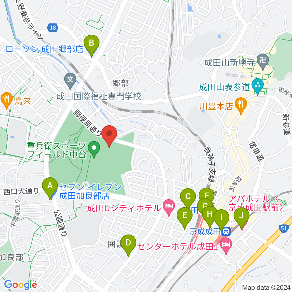 重兵衛スポーツフィールド中台体育館周辺のコンビニエンスストア一覧地図