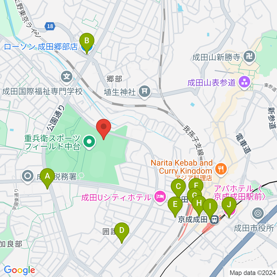 重兵衛スポーツフィールド中台体育館周辺のコンビニエンスストア一覧地図