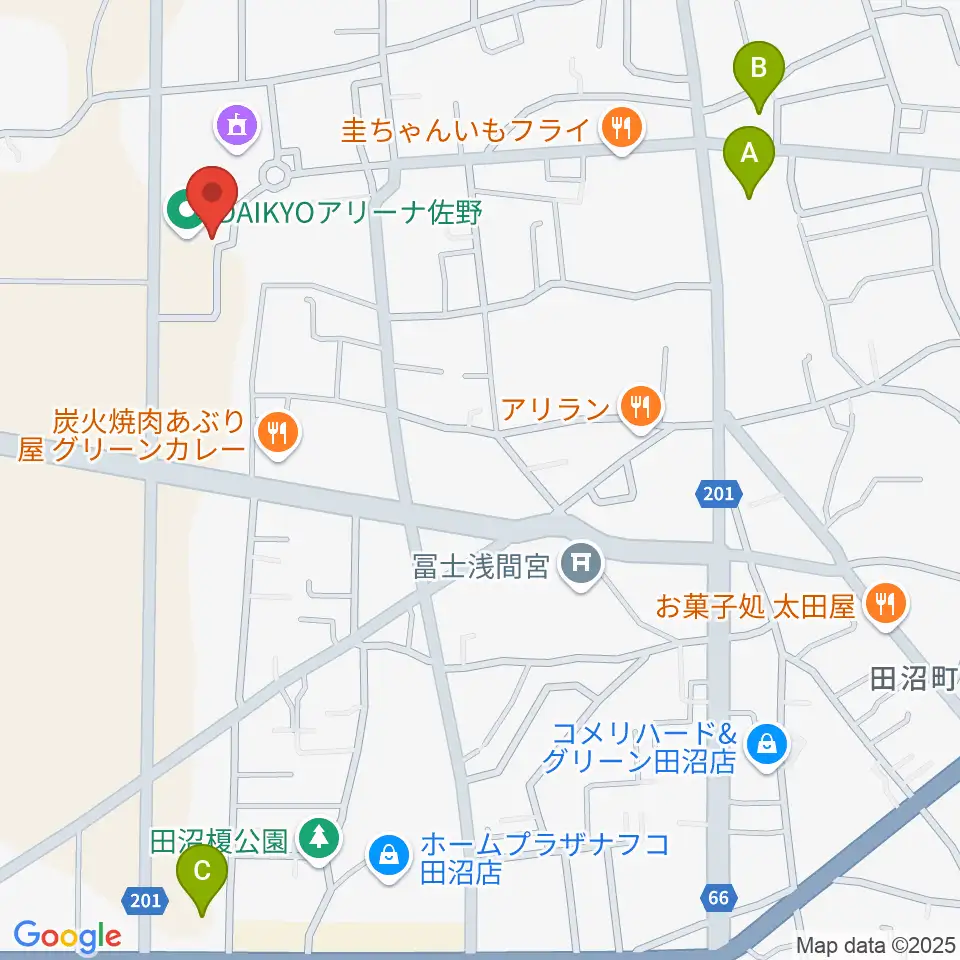 DAIKYOアリーナ佐野周辺のコンビニエンスストア一覧地図