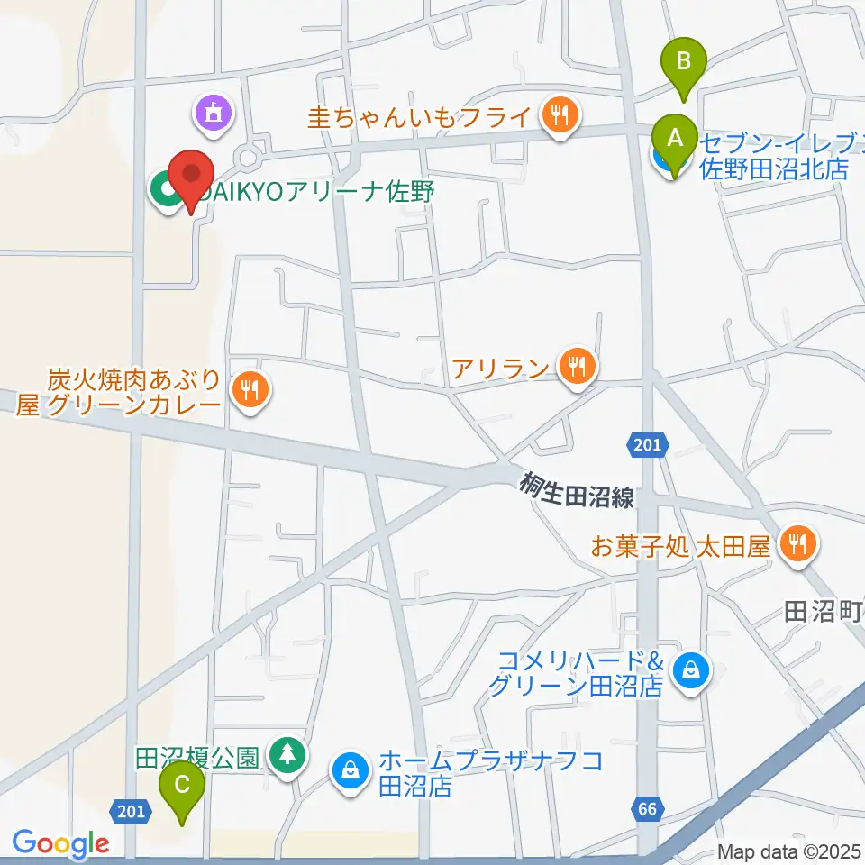 DAIKYOアリーナ佐野周辺のコンビニエンスストア一覧地図