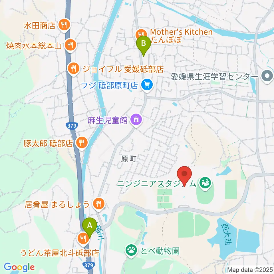 愛媛県総合運動公園体育館周辺のコンビニエンスストア一覧地図