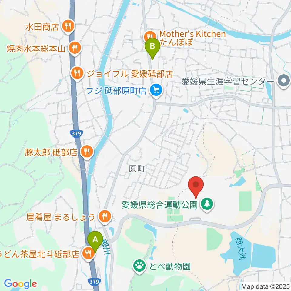 愛媛県総合運動公園体育館周辺のコンビニエンスストア一覧地図