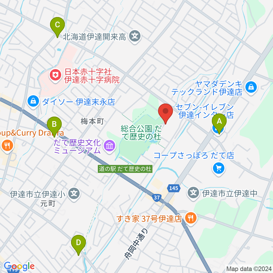 伊達市総合体育館あかつき周辺のコンビニエンスストア一覧地図