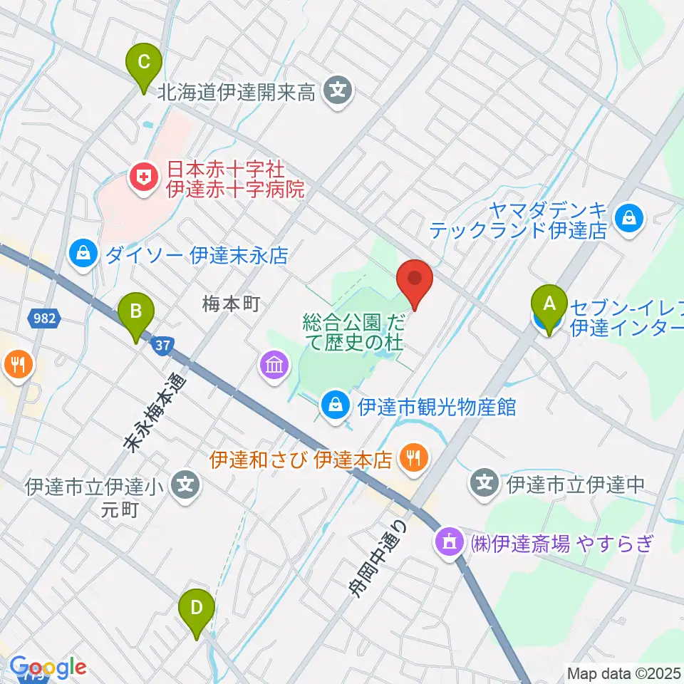 伊達市総合体育館あかつき周辺のコンビニエンスストア一覧地図