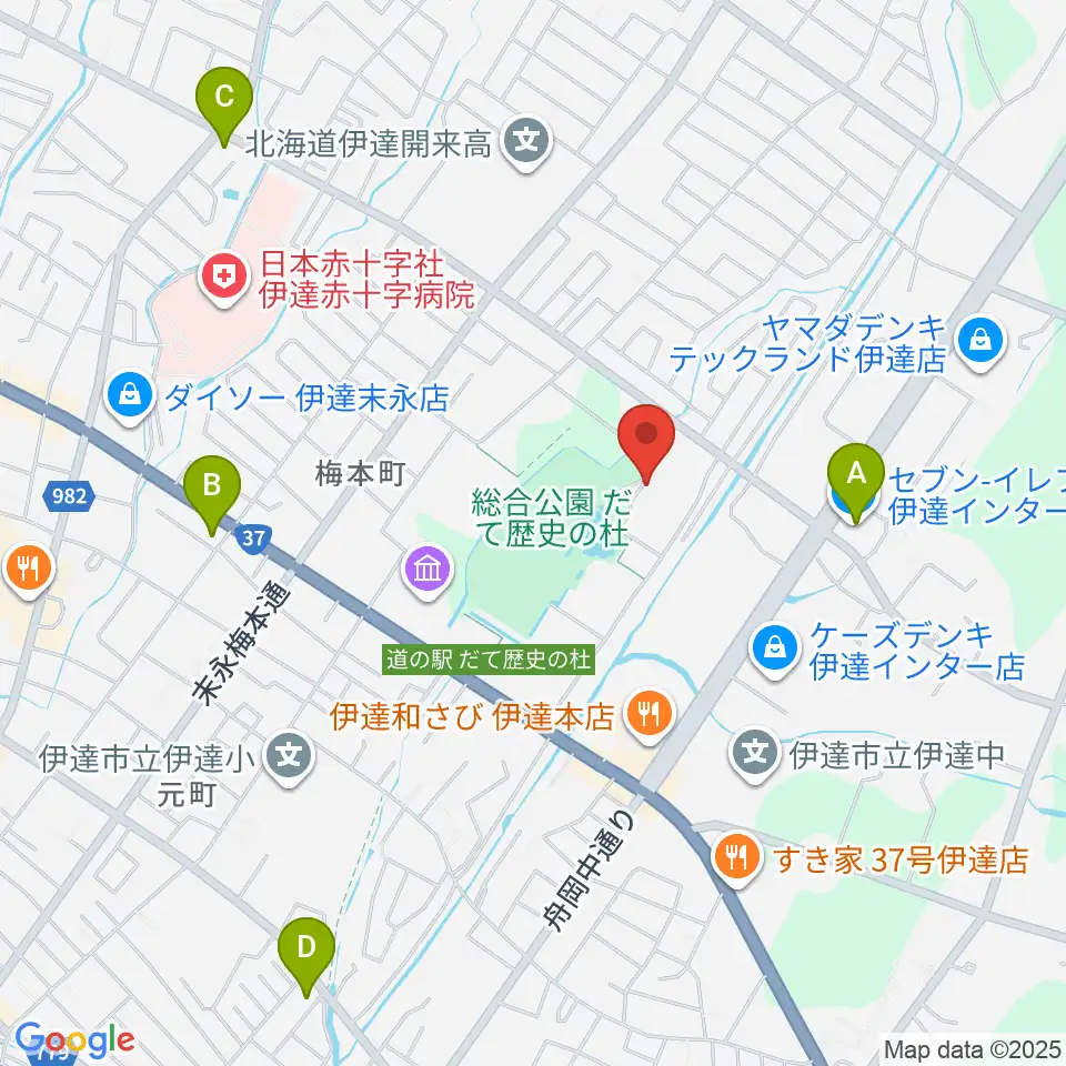 伊達市総合体育館あかつき周辺のコンビニエンスストア一覧地図
