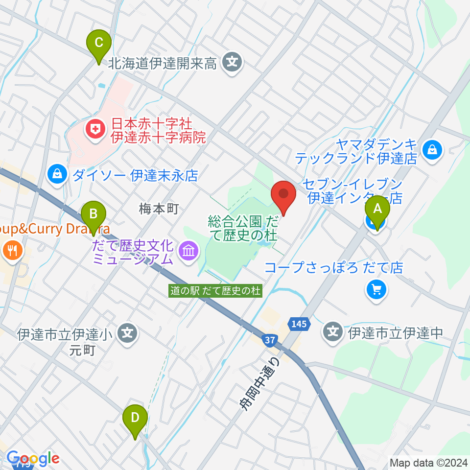 伊達市温水プール・トレーニング室周辺のコンビニエンスストア一覧地図