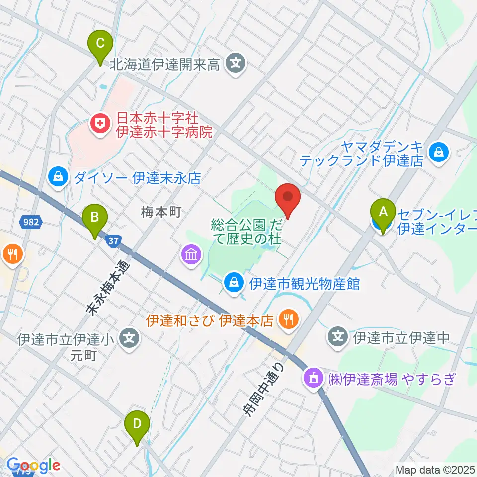 伊達市温水プール・トレーニング室周辺のコンビニエンスストア一覧地図