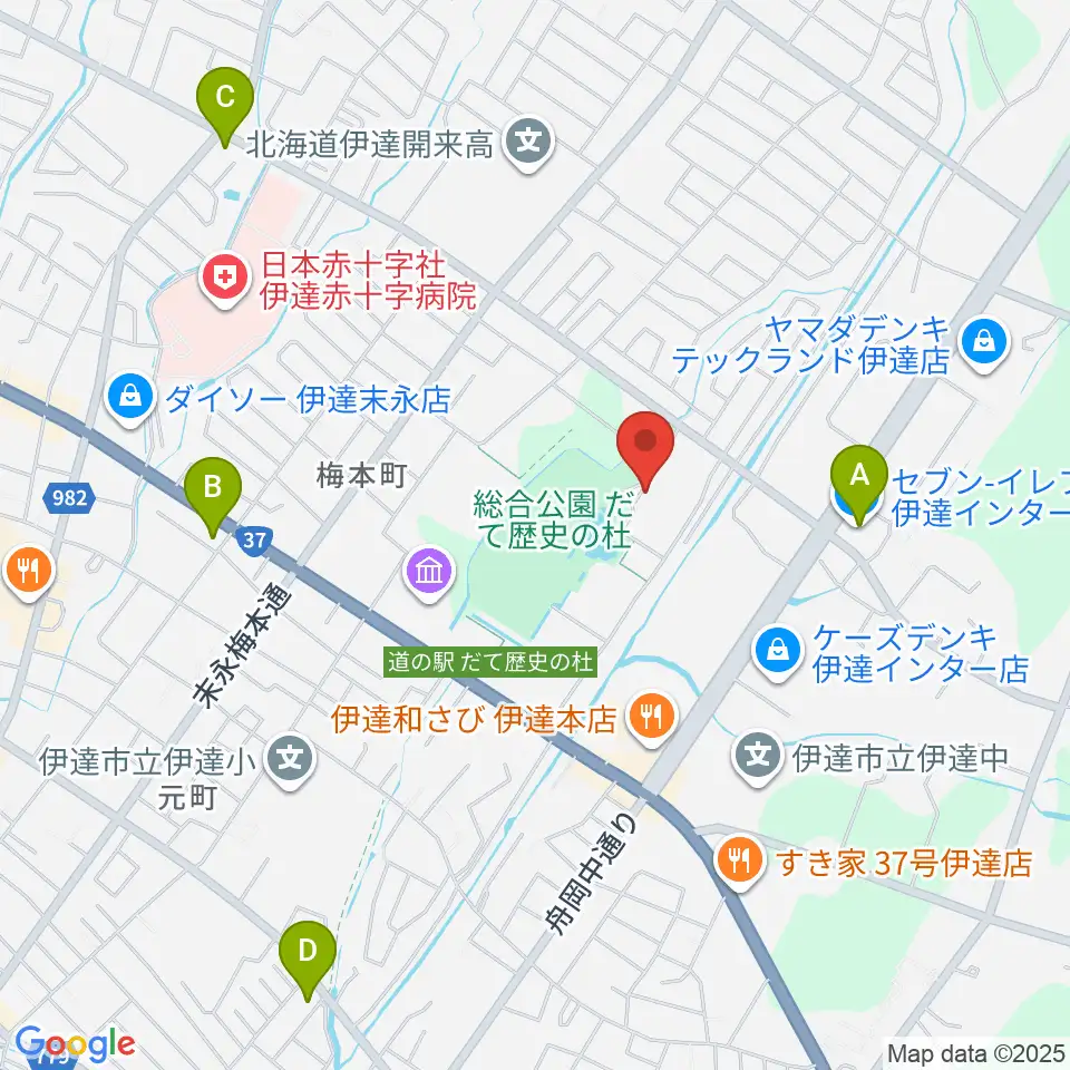 伊達市温水プール・トレーニング室周辺のコンビニエンスストア一覧地図
