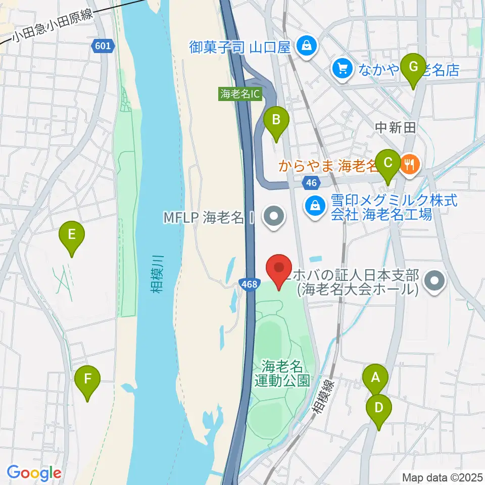 海老名運動公園総合体育館周辺のコンビニエンスストア一覧地図