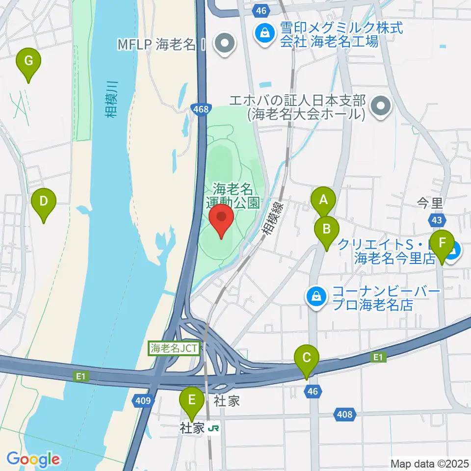 海老名運動公園野球場周辺のコンビニエンスストア一覧地図