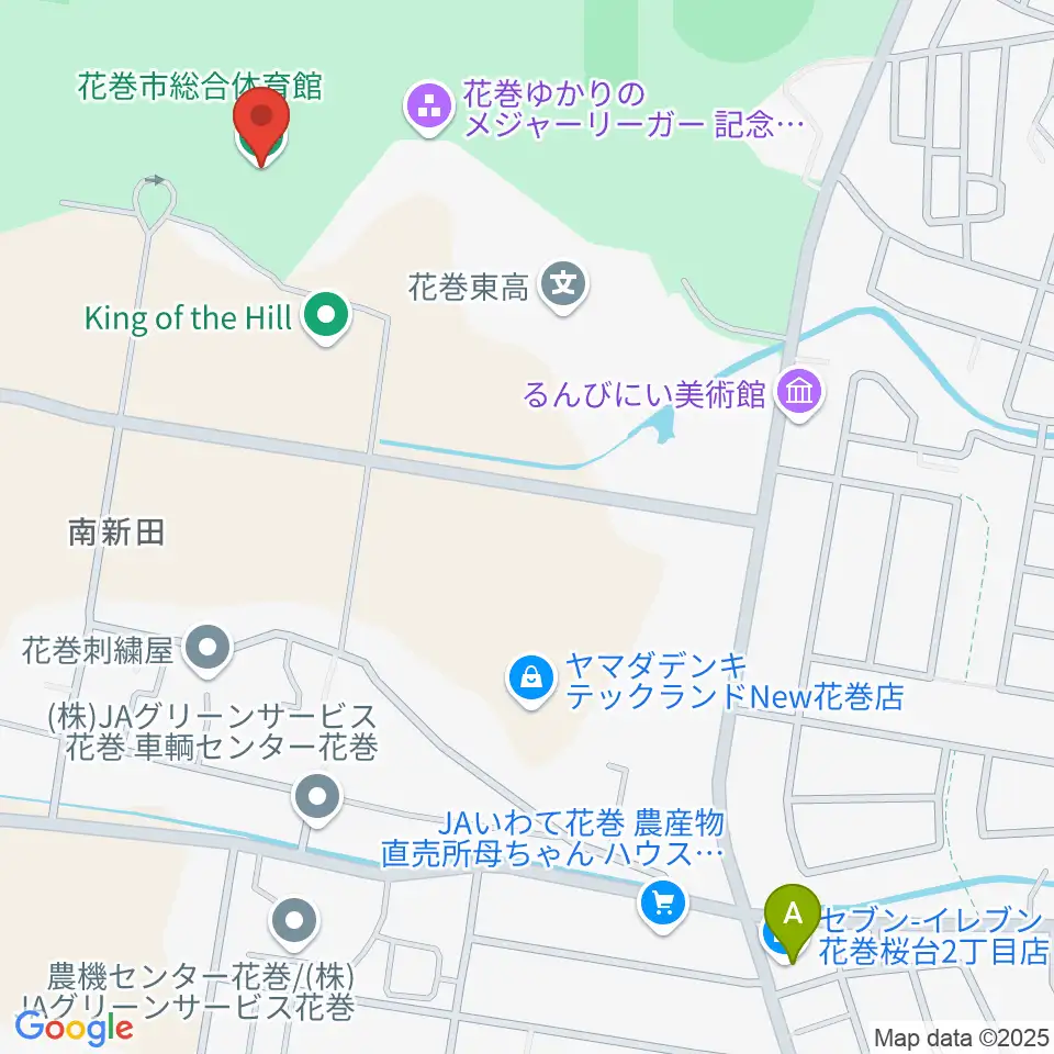 花巻市総合体育館周辺のコンビニエンスストア一覧地図