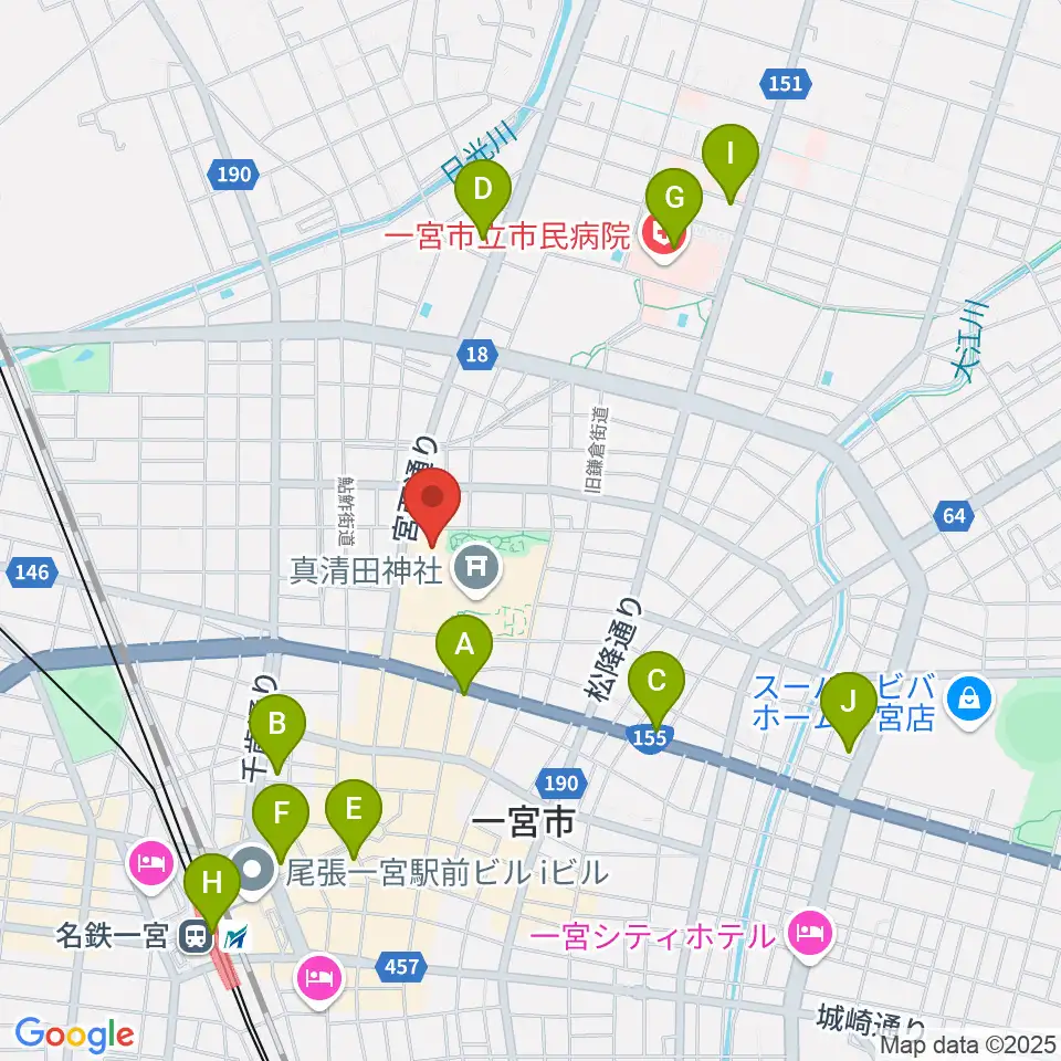 一宮スポーツ文化センター周辺のコンビニエンスストア一覧地図