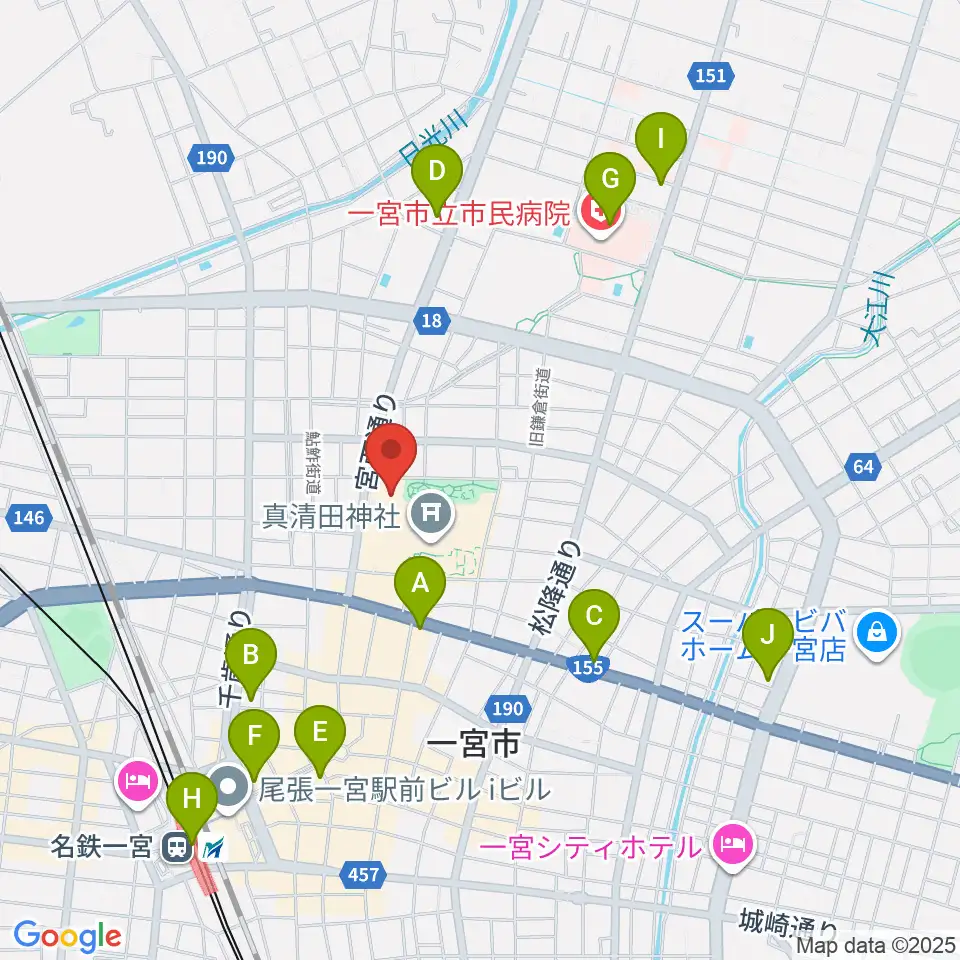 一宮スポーツ文化センター周辺のコンビニエンスストア一覧地図