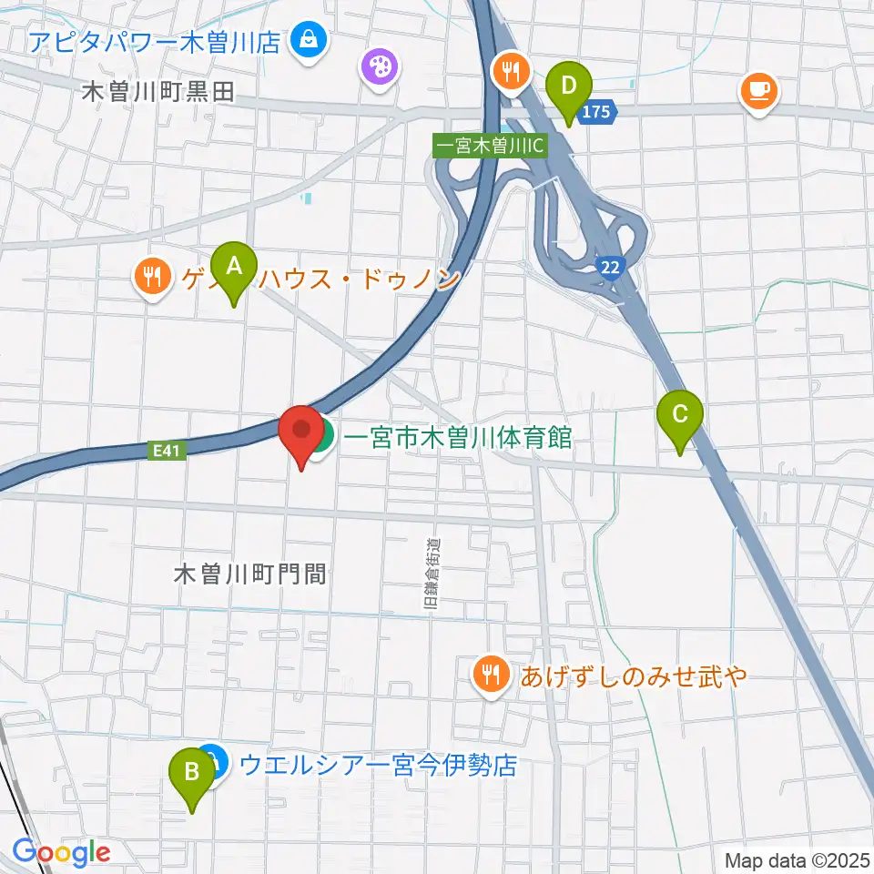 木曽川体育館周辺のコンビニエンスストア一覧地図