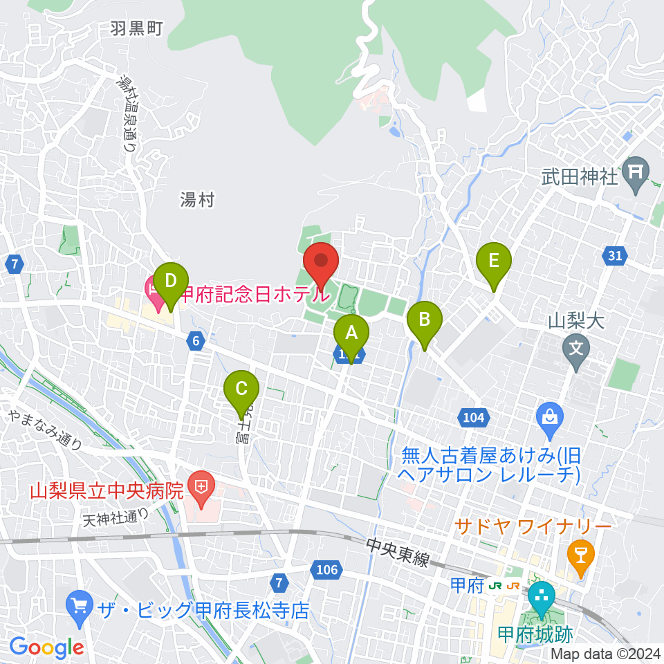 ふじでんスタジアム周辺のコンビニエンスストア一覧地図