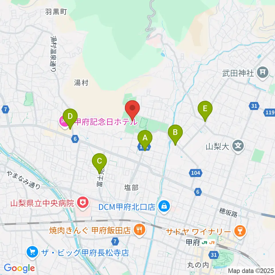 ふじでんスタジアム周辺のコンビニエンスストア一覧地図