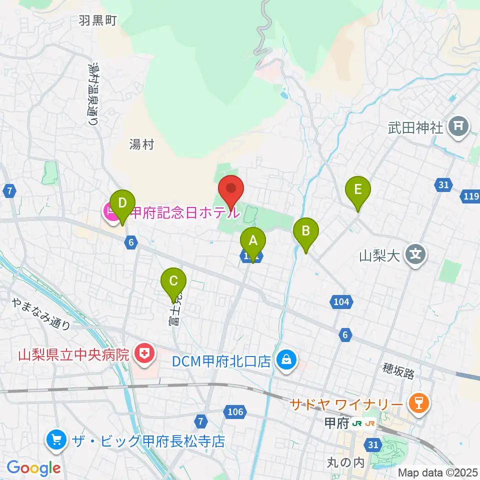 ふじでんスタジアム周辺のコンビニエンスストア一覧地図