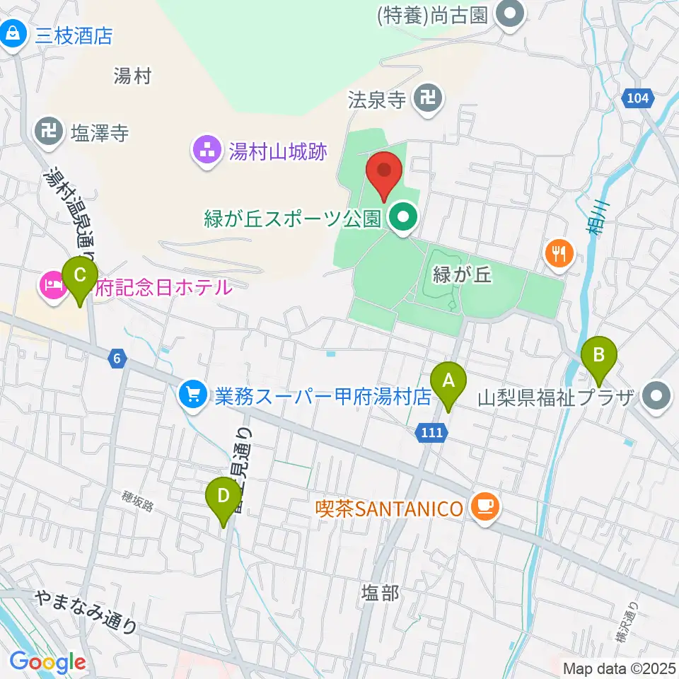 緑が丘スポーツ公園体育館周辺のコンビニエンスストア一覧地図