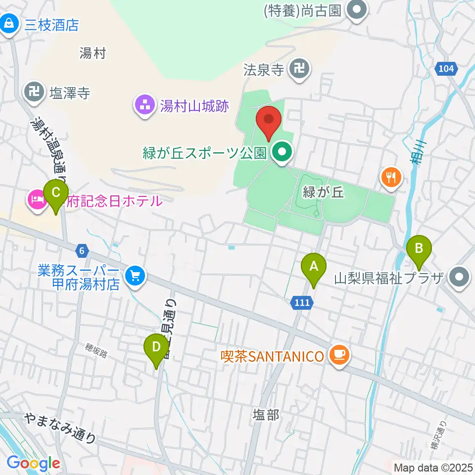 緑が丘スポーツ公園体育館周辺のコンビニエンスストア一覧地図