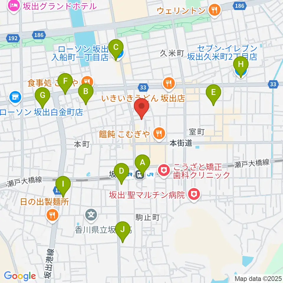 坂出市民ホール周辺のコンビニエンスストア一覧地図