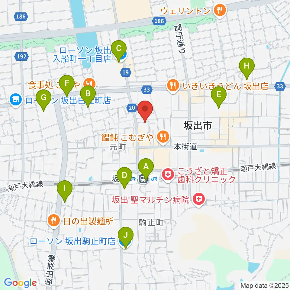 坂出市民ホール周辺のコンビニエンスストア一覧地図
