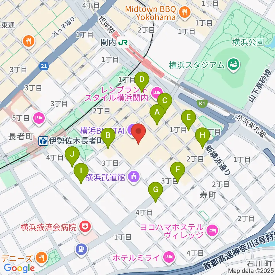 横浜BUNTAI周辺のコンビニエンスストア一覧地図